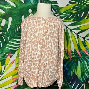 $39 J.Crew Crewcuts Girl’s 6/7 Leopard White Tan Jewel Button Spring Cardigan